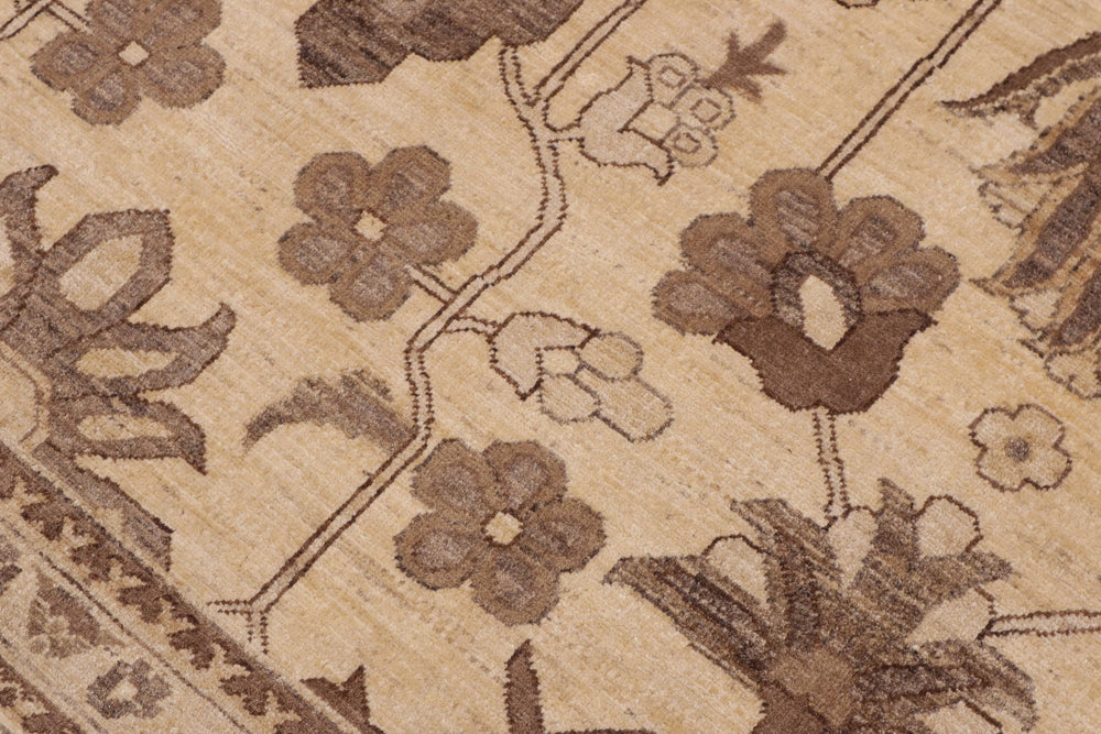 handmade Transitional Kafkaz Beige Tan Hand Knotted RECTANGLE 100% WOOL area rug 10' x 14'