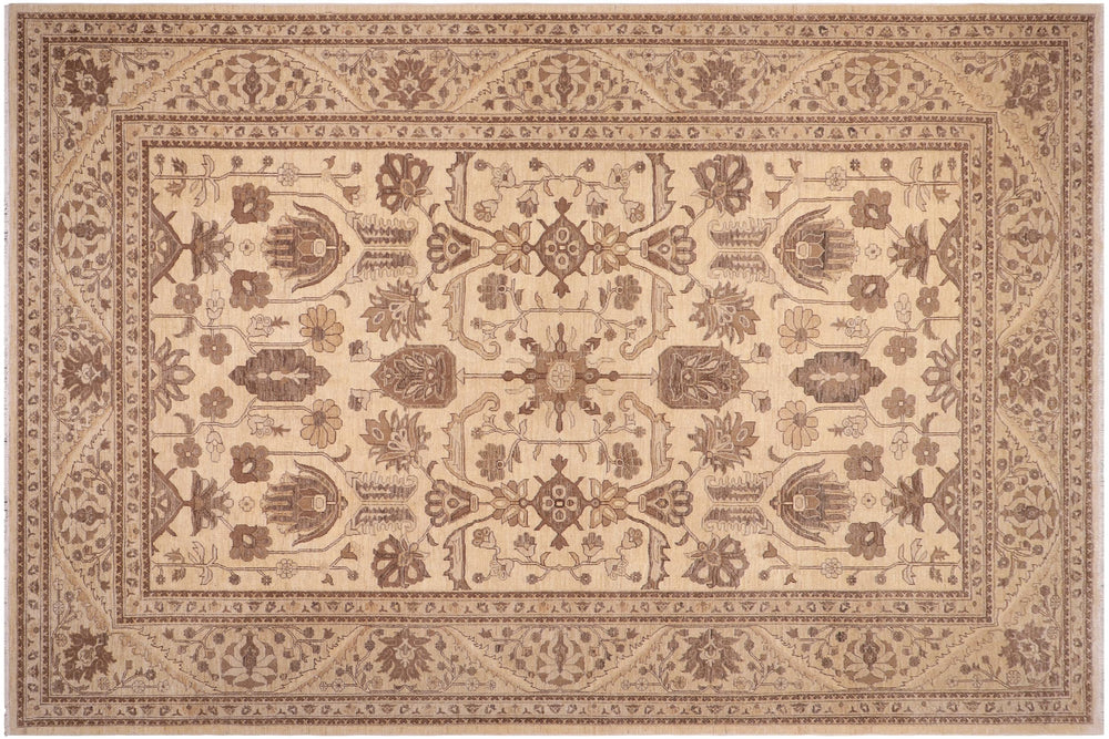 handmade Transitional Kafkaz Beige Tan Hand Knotted RECTANGLE 100% WOOL area rug 10' x 14'