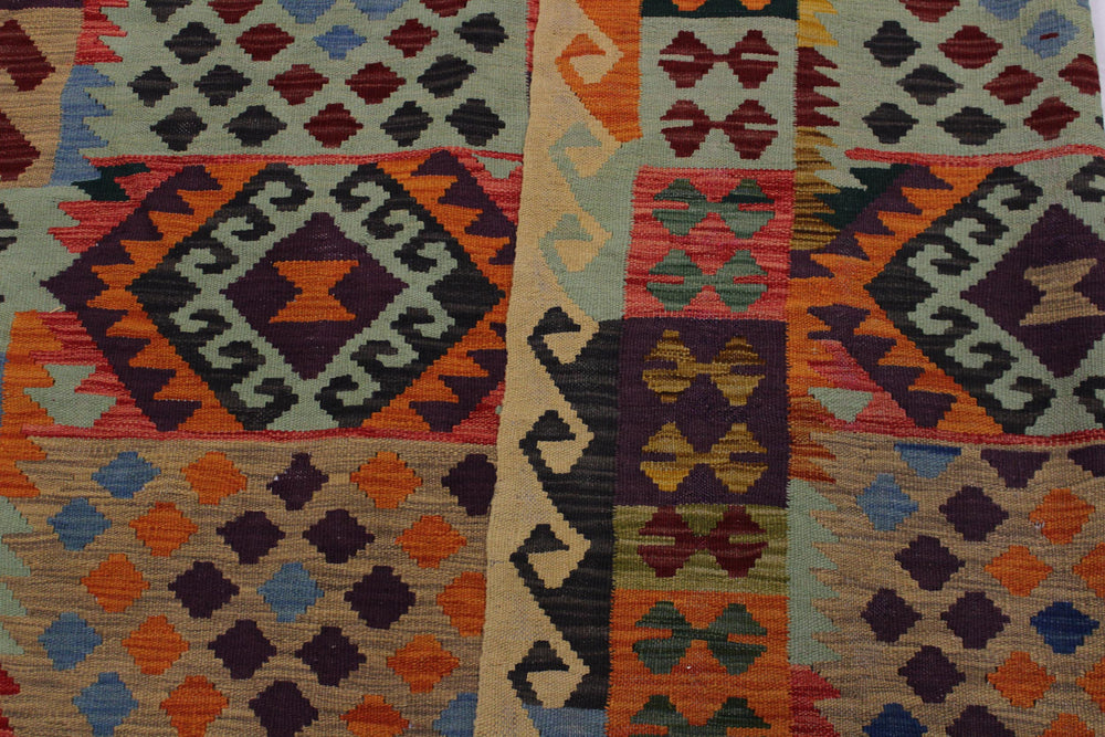 handmade Geometric Kilim Beige Blue Hand-Woven RECTANGLE 100% WOOL area rug 6 x 8