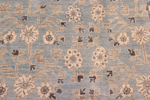 handmade Transitional Kafkaz Blue Beige Hand Knotted RECTANGLE 100% WOOL area rug 8' x 10'