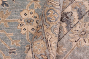 handmade Transitional Kafkaz Blue Beige Hand Knotted RECTANGLE 100% WOOL area rug 8' x 10'