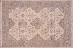 handmade Traditional Kafkaz Ivory Gray Hand Knotted RECTANGLE 100% WOOL area rug 6x7