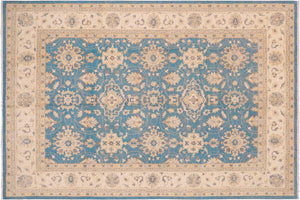 handmade Transitional Kafkaz Lt. Blue Beige Hand Knotted RECTANGLE 100% WOOL area rug 9' x 12'