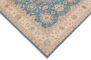 handmade Transitional Kafkaz Lt. Blue Beige Hand Knotted RECTANGLE 100% WOOL area rug 9' x 12'