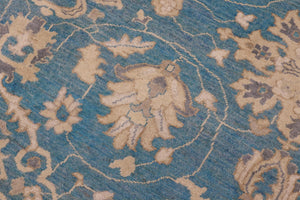 handmade Transitional Kafkaz Lt. Blue Beige Hand Knotted RECTANGLE 100% WOOL area rug 9' x 12'