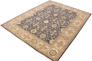 handmade Transitional Kafkaz Bluish Gray Ivory Hand Knotted RECTANGLE 100% WOOL area rug 8' x 10'