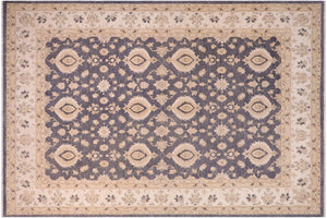10x14 hand knotted transitional wool rug in gray and ivory - Oriental Cassi