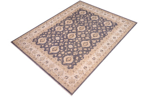 handmade Transitional Kafkaz Drk. Gray Ivory Hand Knotted RECTANGLE 100% WOOL area rug 10' x 14'