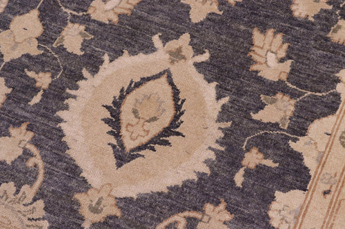handmade Transitional Kafkaz Drk. Gray Ivory Hand Knotted RECTANGLE 100% WOOL area rug 10' x 14'