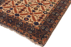 handmade Traditional Antique  Ivory Blue Hand Knotted RECTANGLE 100% WOOL area rug 5x7