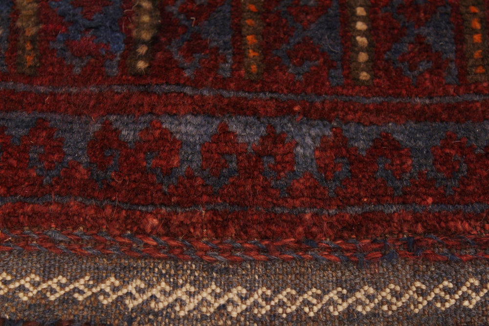 handmade Geometric Balouchi Red Blue Hand Knotted RECTANGLE 100% WOOL area rug 2x3