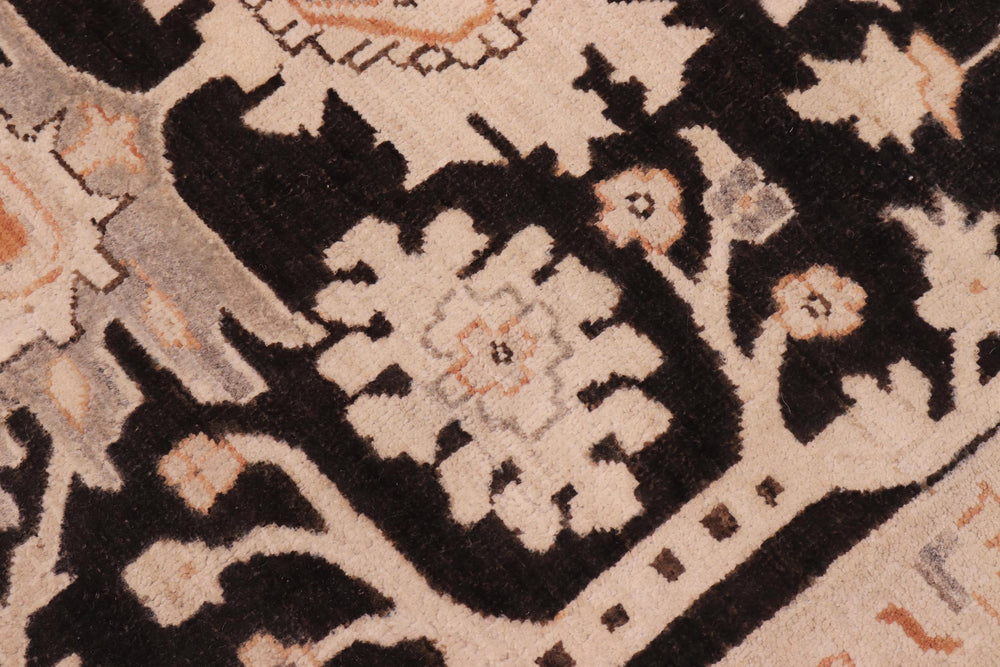 handmade Transitional Kafkaz Black Orange Hand Knotted RECTANGLE 100% WOOL area rug 10' x 14'