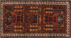 handmade Geometric Balouchi Brown Ivory Hand Knotted RECTANGLE 100% WOOL area rug 3x6