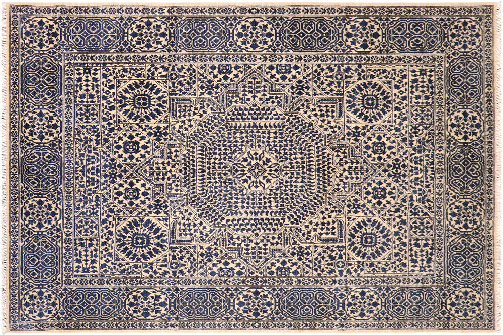 handmade Geometric Mamluk Ivory Beige Hand Knotted RECTANGLE 100% WOOL area rug 8 x 10