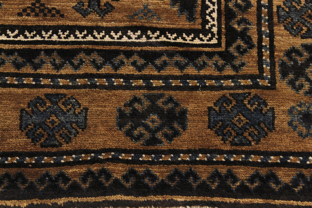 handmade Geometric Balouchi Tan Blue Hand Knotted RECTANGLE 100% WOOL area rug 5x8