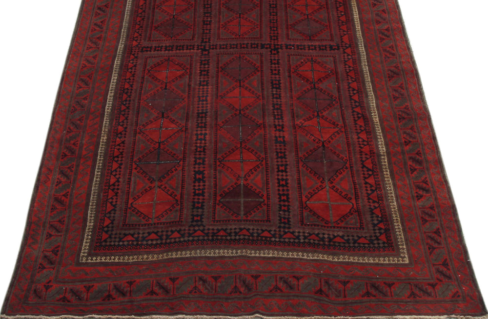 handmade Geometric Balouchi Rust Blue Hand Knotted RECTANGLE 100% WOOL area rug 7x11