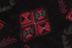handmade Geometric Balouchi Red Black Hand Knotted RECTANGLE 100% WOOL area rug 7x9