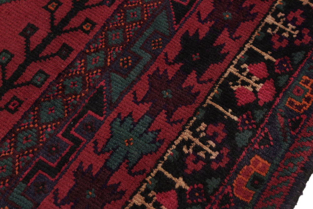 handmade Geometric Balouchi Red Black Hand Knotted RECTANGLE 100% WOOL area rug 7x9
