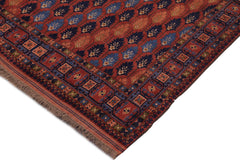 handmade Geometric Kargahi Rust Blue Hand Knotted RECTANGLE 100% WOOL area rug 7x10