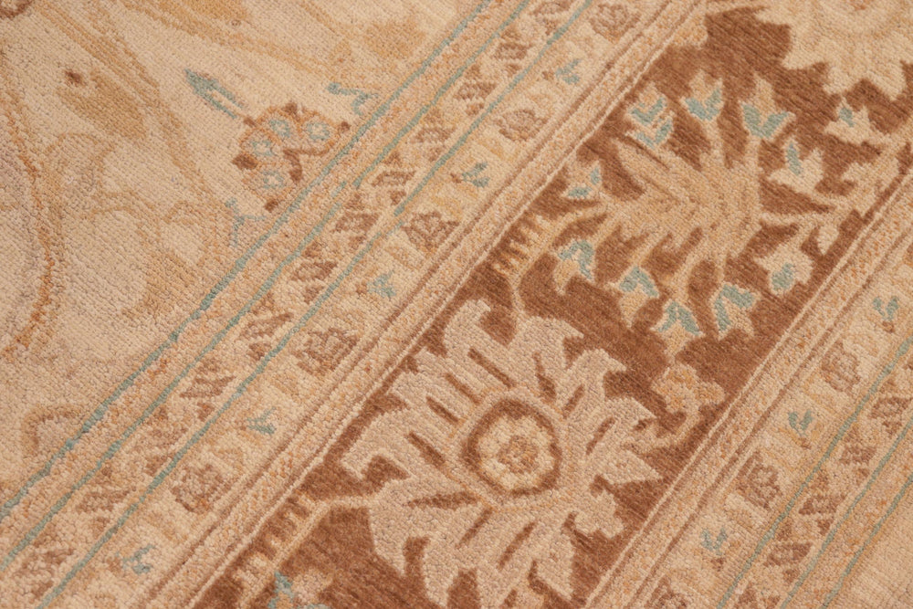 handmade Transitional Kafkaz Beige Brown Hand Knotted RECTANGLE 100% WOOL area rug 10' x 14'