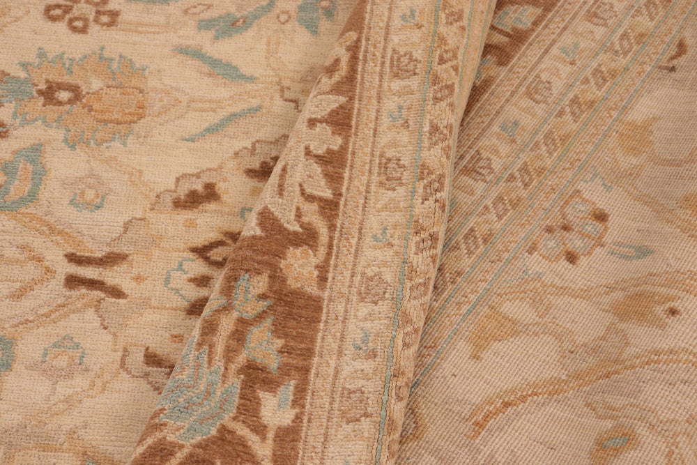 handmade Transitional Kafkaz Beige Brown Hand Knotted RECTANGLE 100% WOOL area rug 10' x 14'