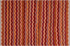 handmade Modern Kilim Rust Beige Hand-Woven RECTANGLE 100% WOOL area rug 5 x 6