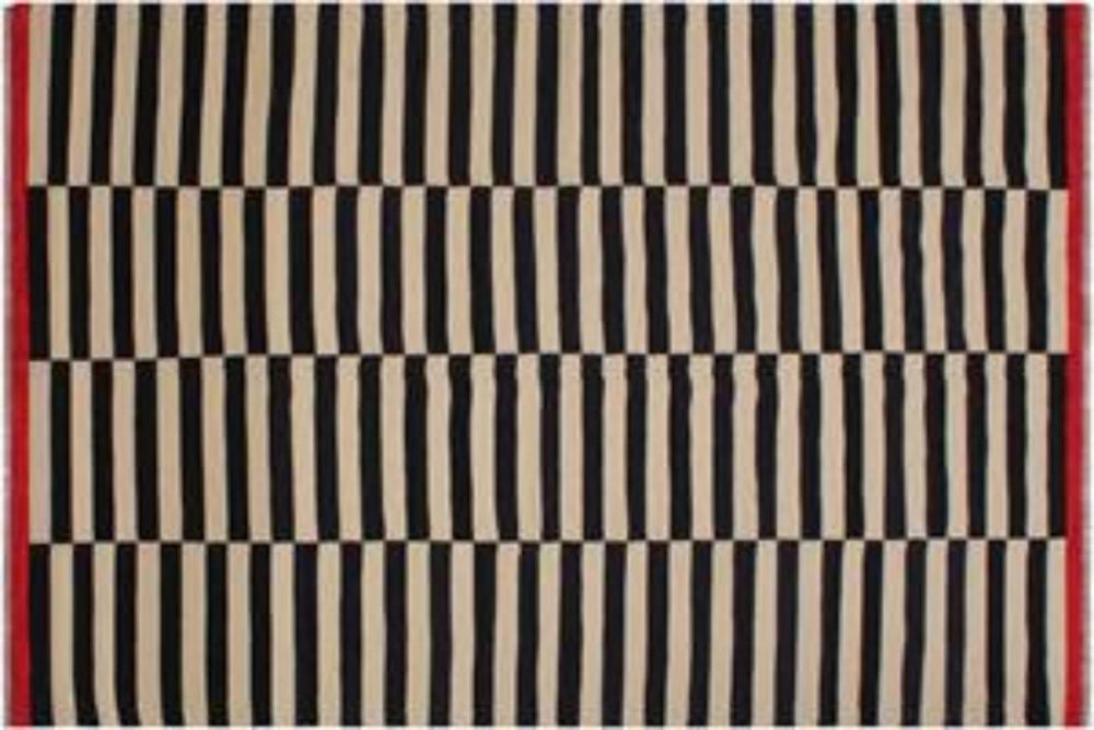 handmade Modern Kilim Ivory Black Hand-Woven RECTANGLE 100% WOOL area rug 6x8
