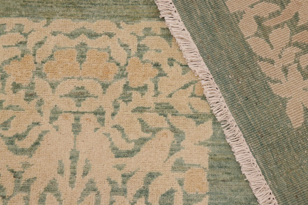 handmade Modern Kafkaz Green Beige Hand Knotted RECTANGLE 100% WOOL area rug 10' x 13'
