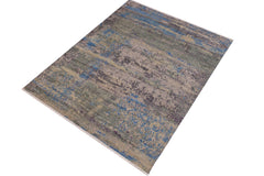 handmade Modern Kafkaz Grey Blue Hand Knotted SQUARE 100% WOOL area rug 8' x 8'