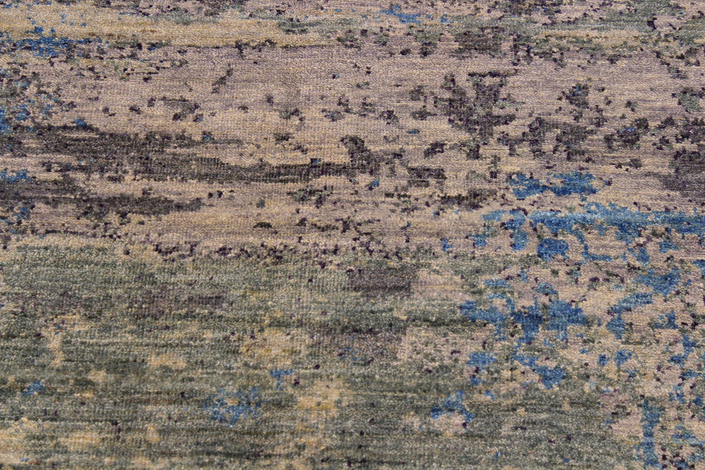 handmade Modern Kafkaz Grey Blue Hand Knotted SQUARE 100% WOOL area rug 8' x 8'
