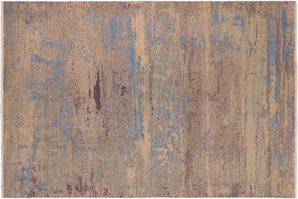 handmade Modern Kafkaz Grey Blue Hand Knotted RECTANGLE 100% WOOL area rug 10' x 14'