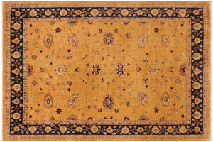 handmade Traditional Kafkaz Gold Blue Hand Knotted RECTANGLE 100% WOOL area rug 10x13