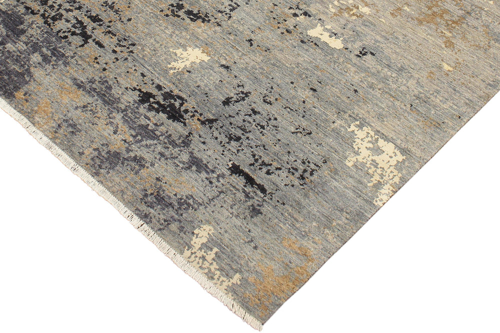 handmade Modern Modern Gray Blue Hand Knotted RECTANGLE WOOL&SILK area rug 8' x 10'