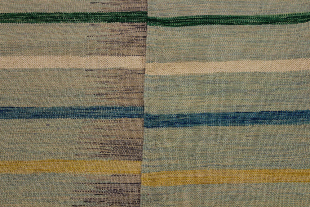 handmade Modern Kilim Grey Blue Hand-Woven RECTANGLE 100% WOOL area rug 6x8