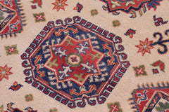 handmade Geometric Kazak Ivory Red Hand Knotted ROUND 100% WOOL area rug 5x5