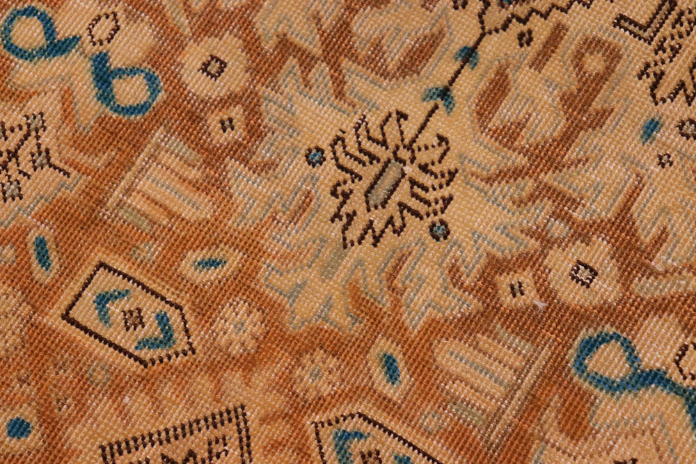 handmade Vintage Hand Painte Teal Brown Hand Knotted RECTANGLE 100% WOOL area rug 10' x 13'