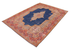 handmade Vintage Vintage Blue Pink Hand Knotted RECTANGLE 100% WOOL area rug 10' x 14'