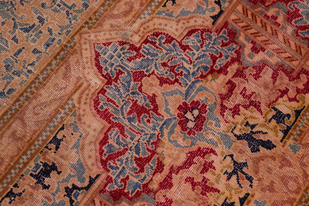 handmade Vintage Vintage Blue Pink Hand Knotted RECTANGLE 100% WOOL area rug 10' x 14'