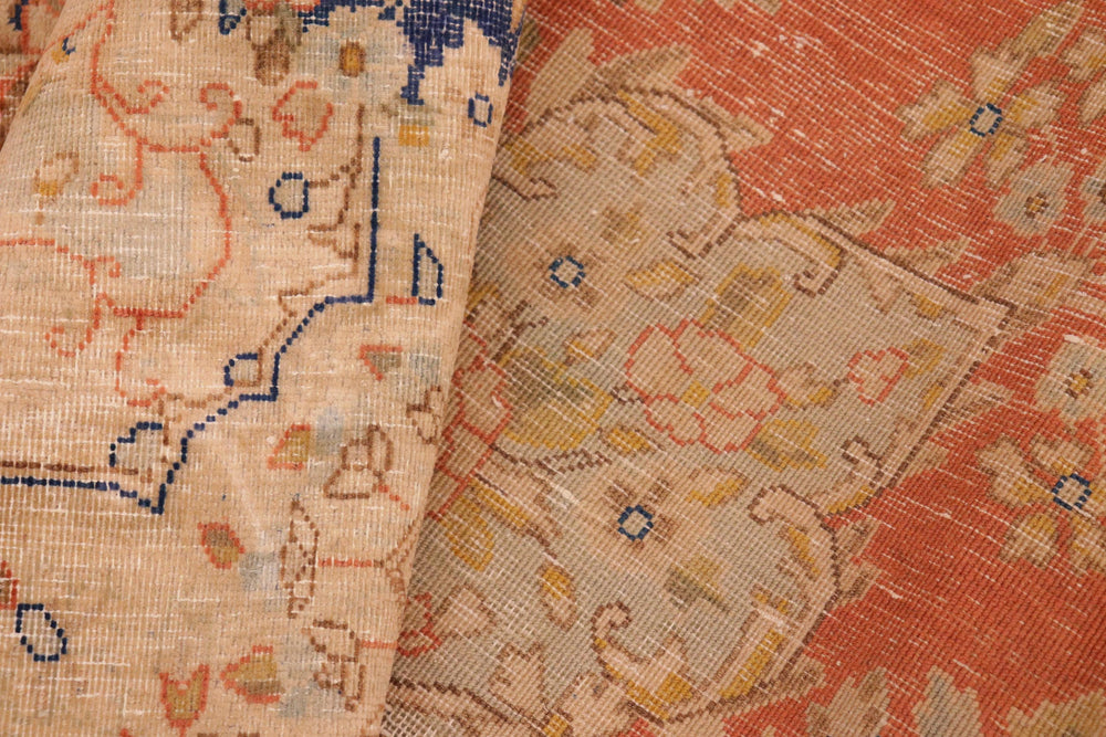 handmade Vintage Vintage Orange Blue Hand Knotted RECTANGLE 100% WOOL area rug 10' x 13'