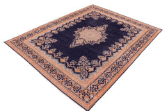 handmade Vintage Vintage Blue Brown Hand Knotted RECTANGLE 100% WOOL area rug 10' x 13'