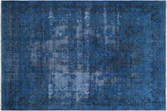 handmade Modern Vintage Blue Black Hand Knotted RECTANGLE 100% WOOL area rug 10' x 13'