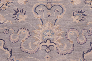 handmade Transitional Kafkaz Grey Ivory Hand Knotted RECTANGLE 100% WOOL area rug 10' x 14'