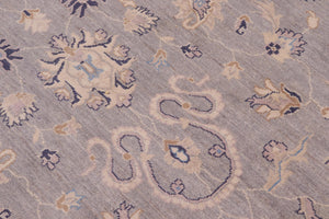 handmade Transitional Kafkaz Grey Ivory Hand Knotted RECTANGLE 100% WOOL area rug 10' x 14'