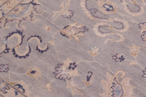 handmade Transitional Kafkaz Grey Ivory Hand Knotted RECTANGLE 100% WOOL area rug 10' x 14'