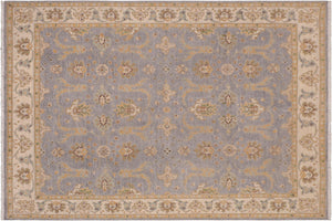handmade Transitional Kafkaz Lt. Gray Ivory Hand Knotted RECTANGLE 100% WOOL area rug 8' x 10'