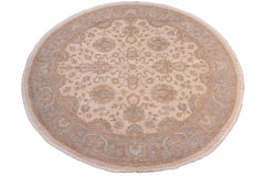 handmade Traditional Kafkaz Ivory Grey Hand Knotted ROUND 100% WOOL area rug 8' x 8'