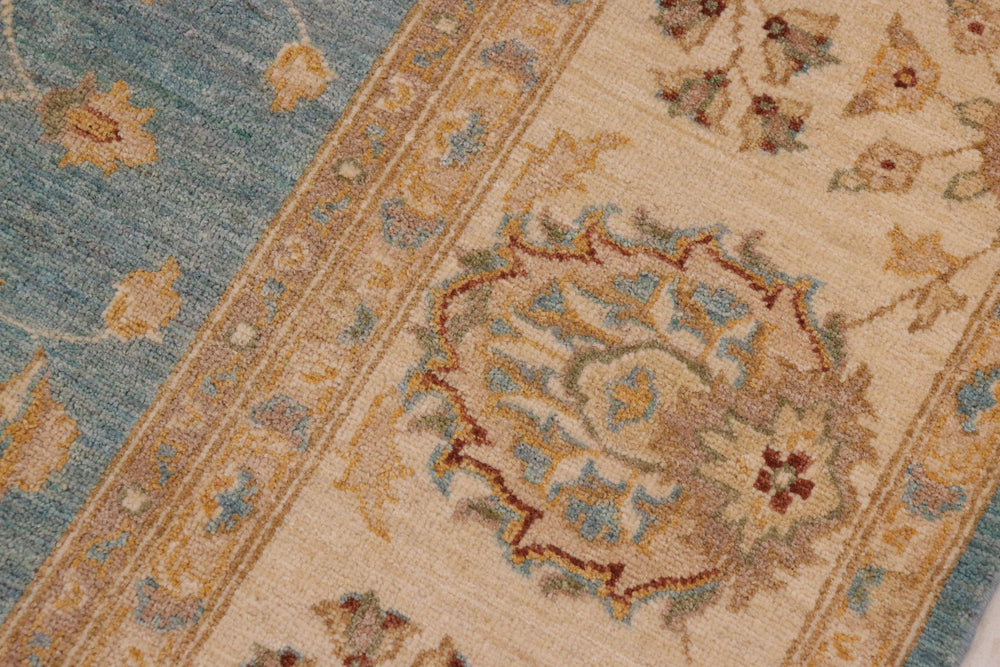 handmade Traditional Kafkaz Blue Beige Hand Knotted RECTANGLE 100% WOOL area rug 9x12