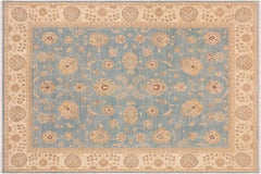 Chic Ziegler Spears Blue/Beige Hand Knotted Wool Rug - 8'11'' x 11'10''
