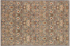 handmade Modern Kafkaz Gray Brown Hand Knotted RECTANGLE 100% WOOL area rug 9' x 11'