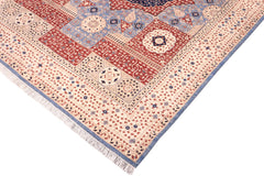 handmade Geometric Mamluk Ivory Rust Hand Knotted RECTANGLE 100% WOOL area rug 9 x 12